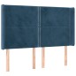 vidaXL Testiera a LED Blu Scuro 147x16x118/128 cm in Velluto
