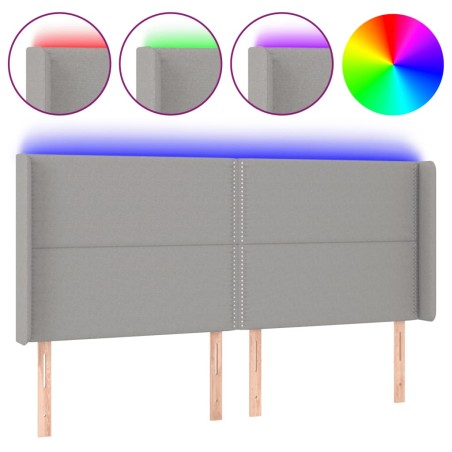 vidaXL Testiera a LED Grigio Chiaro 183x16x118/128 cm in Tessuto