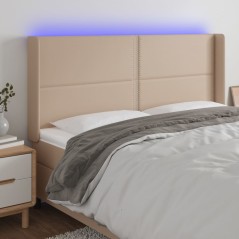 vidaXL Testiera a LED Cappuccino 163x16x118/128 cm in Similpelle