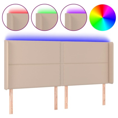vidaXL Testiera a LED Cappuccino 163x16x118/128 cm in Similpelle