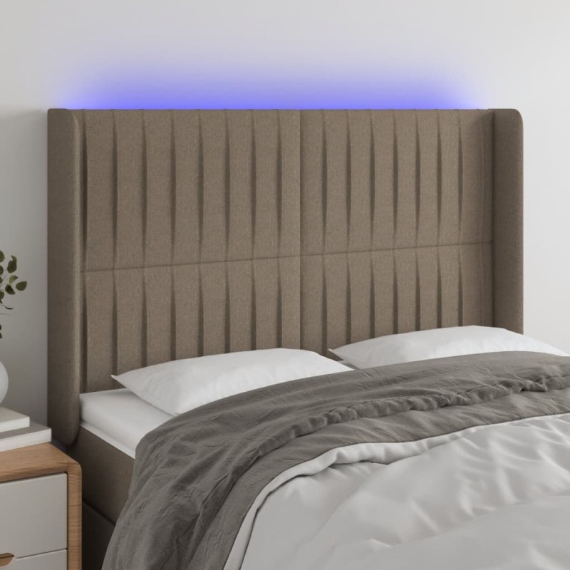 vidaXL Testiera a LED Tortora 147x16x118/128 cm in Tessuto vidaXL Testiera a LED Tortora 147x16x118/128 cm in Tessuto
