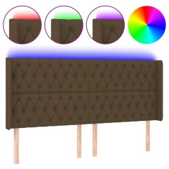 vidaXL Testiera a LED Marrone Scuro 203x16x118/128 cm in Tessuto