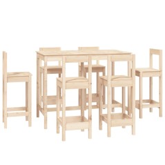 vidaXL Set da Bar 7 pz in Legno Massello di Pino