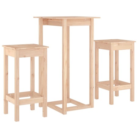 vidaXL Set da Bar 3 pz in Legno Massello di Pino