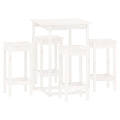 vidaXL Set da Bar 5 pz Bianco in Legno Massello di Pino