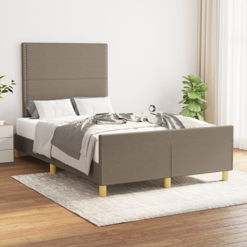 vidaXL Giroletto senza Materasso Tortora 120x200 cm Tessuto vidaXL Giroletto senza Materasso Tortora 120x200 cm Tessuto