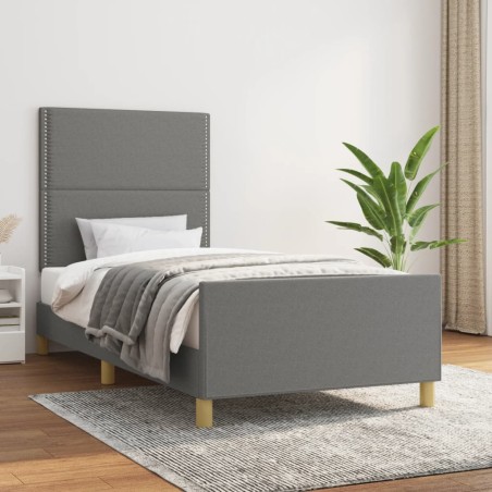 vidaXL Giroletto senza Materasso Grigio Scuro 90x200 cm Tessuto