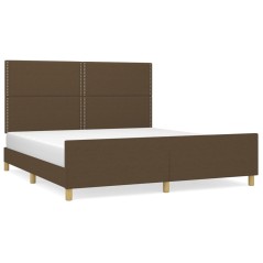 vidaXL Giroletto senza Materasso Marrone Scuro 160x200 cm Tessuto
