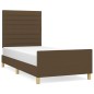 vidaXL Giroletto senza Materasso Marrone Scuro 100x200 cm Tessuto vidaXL Giroletto senza Materasso Marrone Scuro 100x200 cm Tessuto