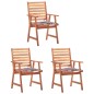 Sedie da Pranzo da Esterni con Cuscini 3 pz Massello di Acacia Sedie da Pranzo da Esterni con Cuscini 3 pz Massello di Acacia