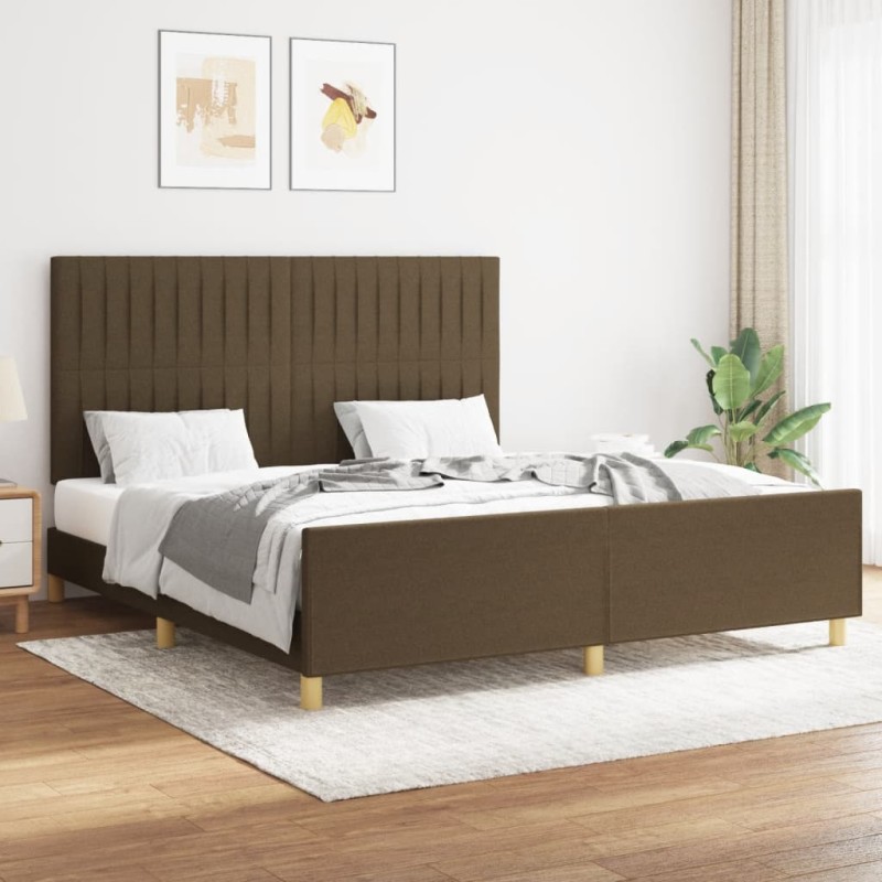 vidaXL Giroletto senza Materasso Marrone Scuro 160x200 cm Tessuto vidaXL Giroletto senza Materasso Marrone Scuro 160x200 cm Tessuto
