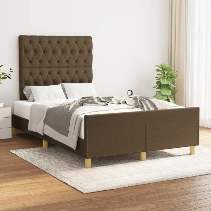 vidaXL Giroletto senza Materasso Marrone Scuro 120x200 cm Tessuto vidaXL Giroletto senza Materasso Marrone Scuro 120x200 cm Tessuto
