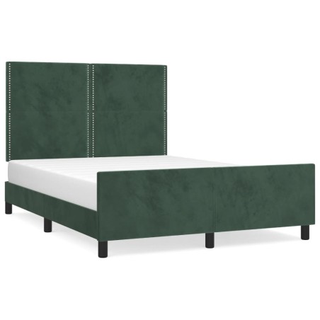vidaXL Giroletto senza Materasso Verde Scuro 140x190 cm in Velluto