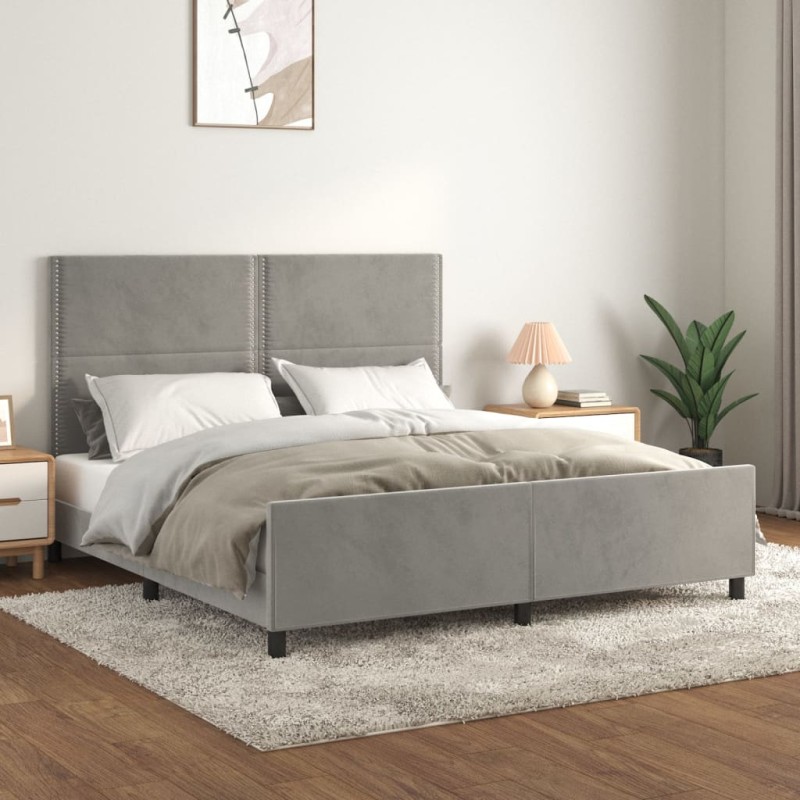 vidaXL Giroletto senza Materasso Grigio Chiaro 160x200 cm Velluto vidaXL Giroletto senza Materasso Grigio Chiaro 160x200 cm Velluto