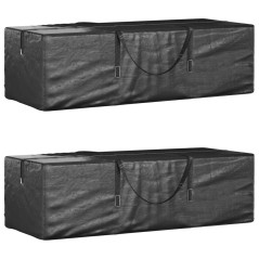 vidaXL Borse Porta Cuscini Giardino 2pz Nere 135x40x55 cm Polietilene