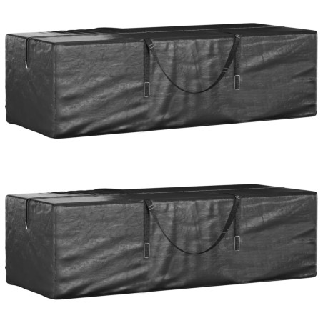 vidaXL Borse Porta Cuscini Giardino 2pz Nere 135x40x55 cm Polietilene