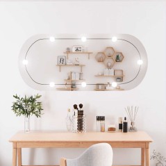 vidaXL Specchio da Parete con Luci LED 45x100 cm Vetro Ovale