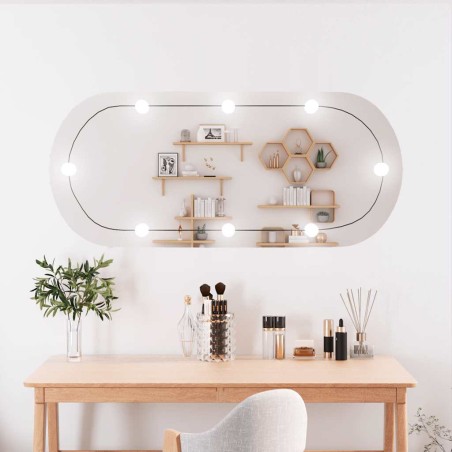 vidaXL Specchio da Parete con Luci LED 45x100 cm Vetro Ovale