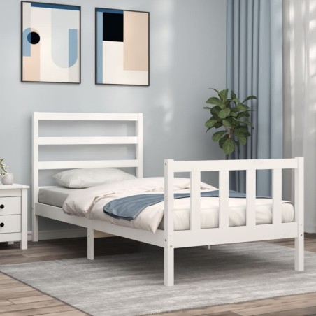 vidaXL Letto senza Materasso Bianco 90x190 cm in Legno Massello Pino