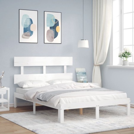 vidaXL Giroletto senza Materasso Bianco 140x200 cm Legno Massello Pino
