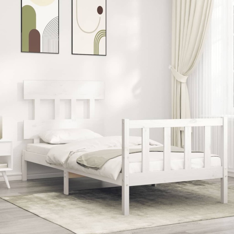 vidaXL Giroletto senza Materasso Bianco 100x200 cm Legno Massello Pino vidaXL Giroletto senza Materasso Bianco 100x200 cm Legno Massello Pino