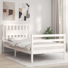 vidaXL Giroletto con Testiera Bianco 100x200 cm in Legno Massello
