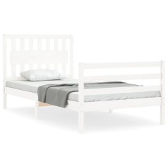 vidaXL Giroletto con Testiera Bianco 100x200 cm in Legno Massello