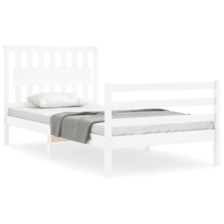 vidaXL Giroletto con Testiera Bianco 100x200 cm in Legno Massello