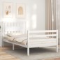vidaXL Giroletto con Testiera Bianco 100x200 cm in Legno Massello vidaXL Giroletto con Testiera Bianco 100x200 cm in Legno Massello