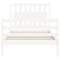 vidaXL Giroletto con Testiera Bianco 100x200 cm in Legno Massello vidaXL Giroletto con Testiera Bianco 100x200 cm in Legno Massello