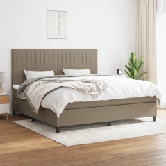 vidaXL Giroletto a Molle con Materasso Tortora 200x200 cm in Tessuto