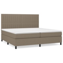 vidaXL Giroletto a Molle con Materasso Tortora 200x200 cm in Tessuto