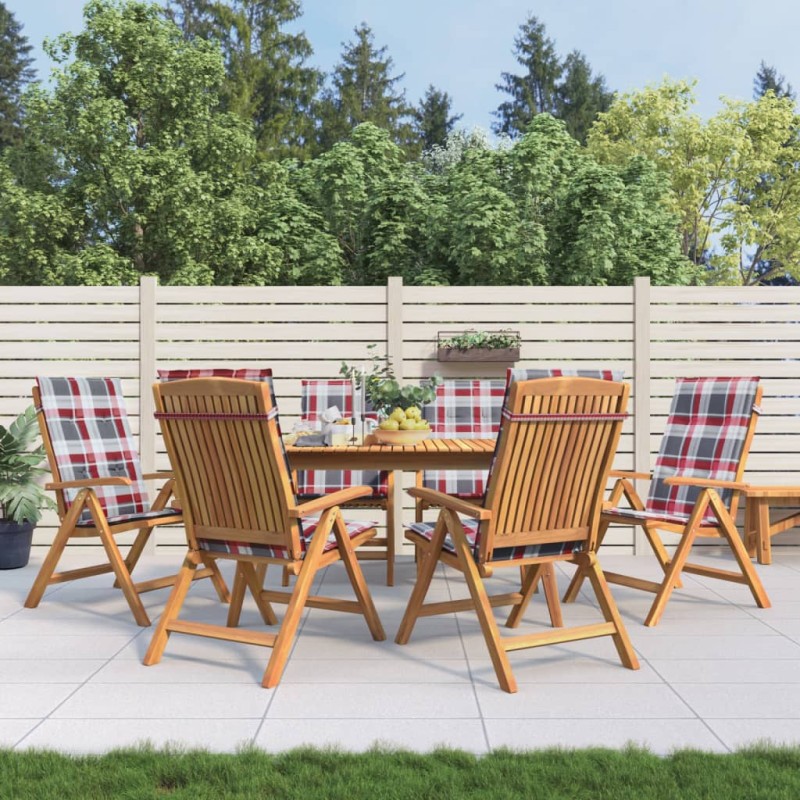 vidaXL Sedie da Giardino Reclinabili con Cuscini 6 pz in Legno di Teak vidaXL Sedie da Giardino Reclinabili con Cuscini 6 pz in Legno di Teak