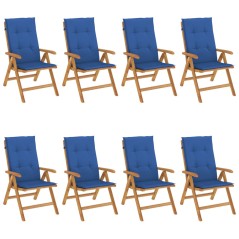 vidaXL Sedie da Giardino Reclinabili con Cuscini 8 pz in Legno di Teak
