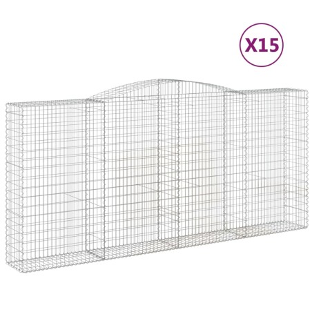 vidaXL Cesti Gabbioni ad Arco 15 pz 400x50x180/200 cm Ferro Zincato