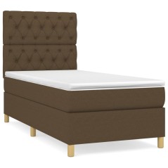 vidaXL Giroletto a Molle con Materasso Marrone Scuro 80x200 cm Tessuto