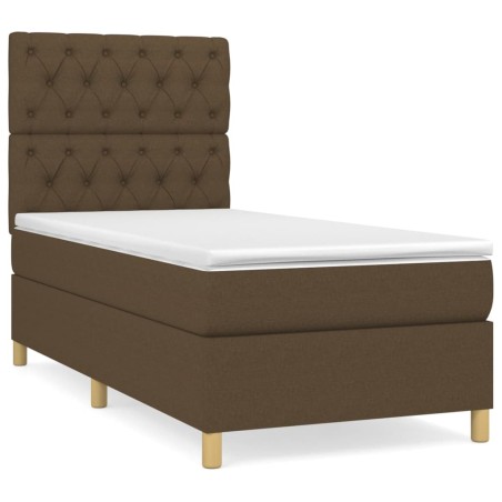 vidaXL Giroletto a Molle con Materasso Marrone Scuro 80x200 cm Tessuto