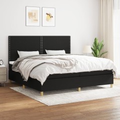 vidaXL Giroletto a Molle con Materasso Nero 200x200 cm in Tessuto