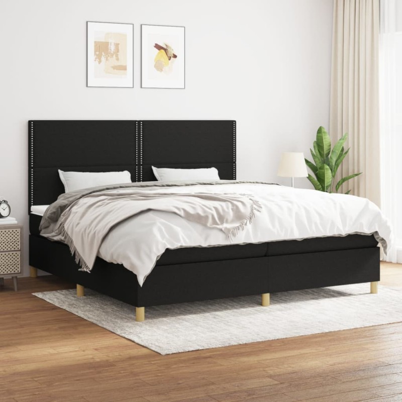 vidaXL Giroletto a Molle con Materasso Nero 200x200 cm in Tessuto vidaXL Giroletto a Molle con Materasso Nero 200x200 cm in Tessuto