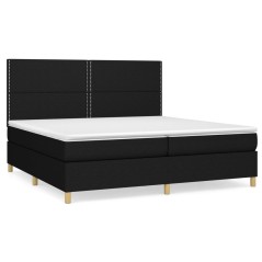 vidaXL Giroletto a Molle con Materasso Nero 200x200 cm in Tessuto