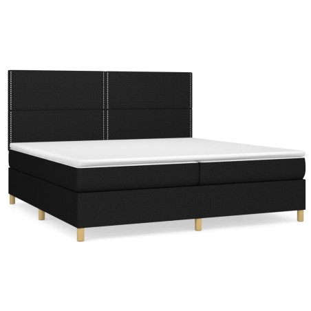 vidaXL Giroletto a Molle con Materasso Nero 200x200 cm in Tessuto