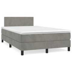 vidaXL Giroletto a Molle con Materasso Grigio Chiaro 120x200cm Velluto