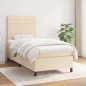 vidaXL Giroletto a Molle con Materasso Crema 90x190 cm in Tessuto vidaXL Giroletto a Molle con Materasso Crema 90x190 cm in Tessuto