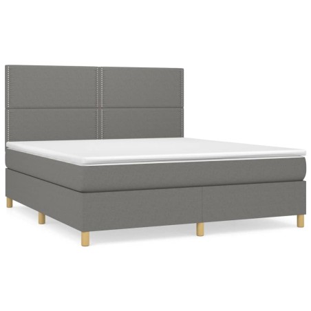 vidaXL Giroletto a Molle con Materasso Grigio Scuro 180x200 cm Tessuto