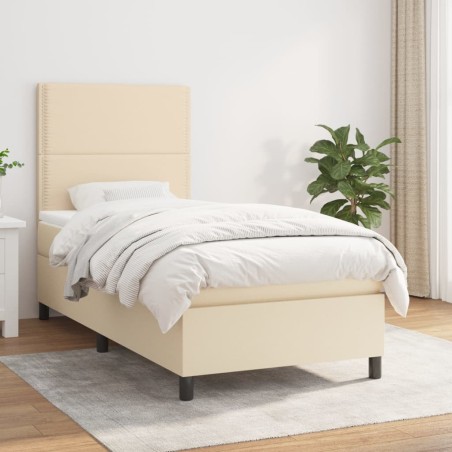 vidaXL Giroletto a Molle con Materasso Crema 80x200 cm inTessuto