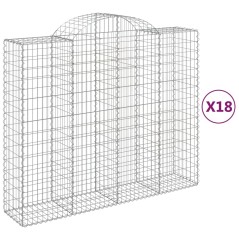 vidaXL Cesti Gabbioni ad Arco 18 pz 200x50x160/180 cm Ferro Zincato