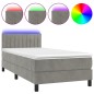 vidaXL Letto a Molle Materasso e LED Grigio Chiaro 80x200 cm Velluto vidaXL Letto a Molle Materasso e LED Grigio Chiaro 80x200 cm Velluto