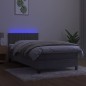 vidaXL Letto a Molle Materasso e LED Grigio Chiaro 80x200 cm Velluto vidaXL Letto a Molle Materasso e LED Grigio Chiaro 80x200 cm Velluto
