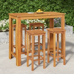 vidaXL Set da Bar da Giardino 5 pz in Legno Massello di Acacia