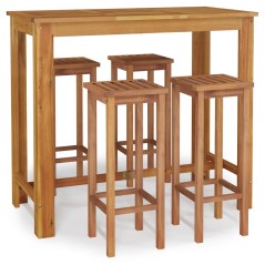 vidaXL Set da Bar da Giardino 5 pz in Legno Massello di Acacia